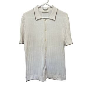 Everlane Men’s Knit Polo Shirt White Short Sleeve Size M Cotton Coolmax